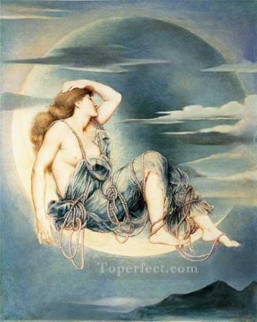  ly Oil Painting - Luna Pre Raphaelite Evelyn De Morgan